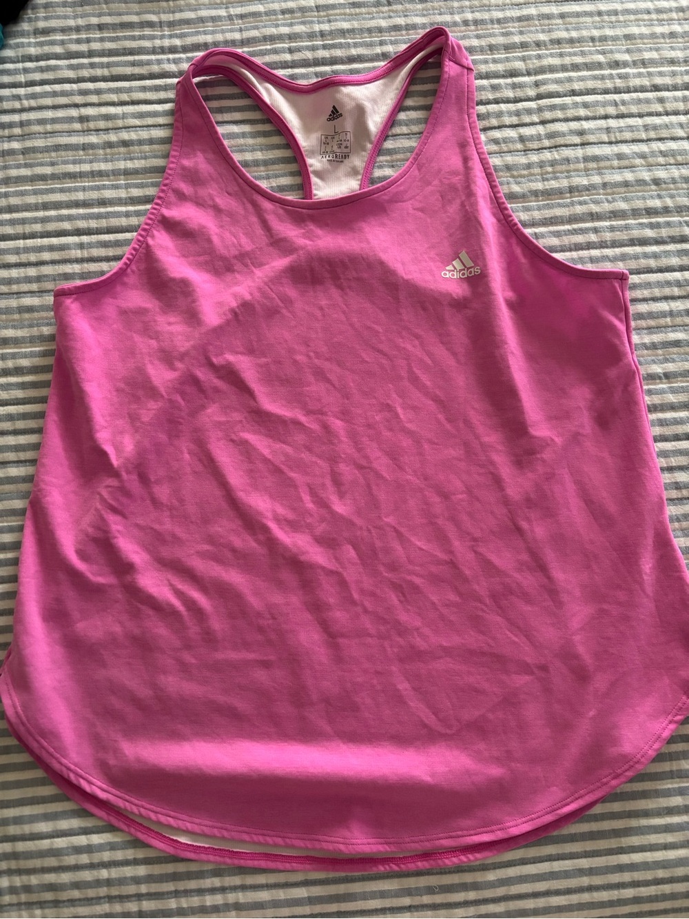adidas AEROREADY Pink Racerback Workout Tank Top Sz L Athleisure Wear